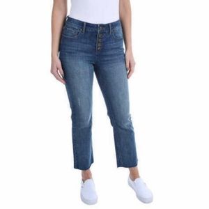 NWOT Kenneth Cole Perry Wash Button Fly High Rise Blue Denim Jeans